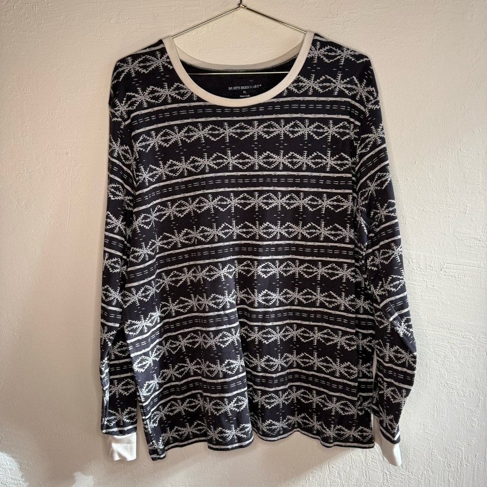 Burt's Bees Snowflake Holiday Pajama Top Size XL